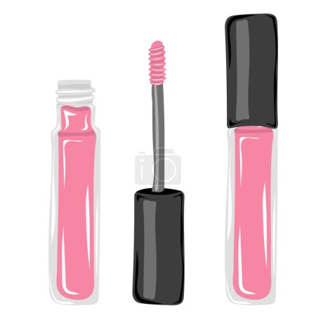 Illustration for Pink lip gloss isolated on white. Makeup cosmetic product - Royalty Free Image