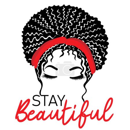 Illustration for Stay beautiful. African girl with wavy hairstyle and long eyelashes - Royalty Free Image