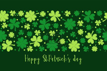 Illustration for Happy St.Patrick's day. Horizontal seamless background with clovers in green - Royalty Free Image