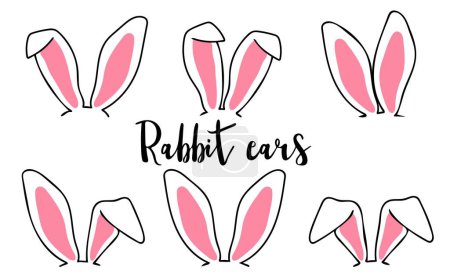Illustration for Rabbit ears set. Hand drawn cute bunny ears - Royalty Free Image