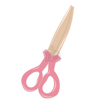 Téléchargez les illustrations : Closed scissors with pink handle isolated on a white background - en licence libre de droit