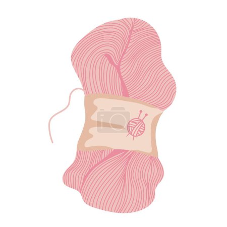 Téléchargez les illustrations : Pink hank yarn for knitting or crochet. Female hobby - en licence libre de droit
