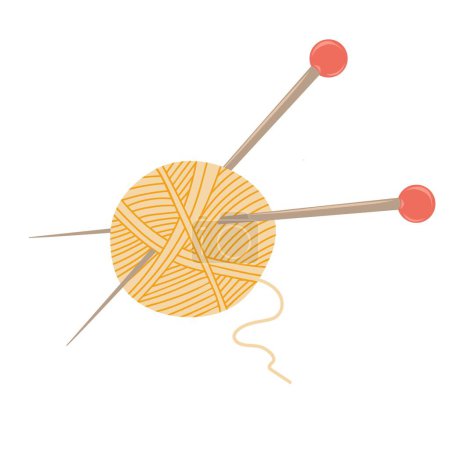 Illustration for Skein of wool yarn with needles.  Female hobby - Royalty Free Image