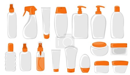 Illustration for Set of blank cosmetic tubes and bottles. Beauty skincare products - Royalty Free Image
