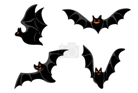 Illustration for Set of Halloween Bats. Hand drawn doodle design element for poster, banner, t shirt, card, flyer, invitation - Royalty Free Image