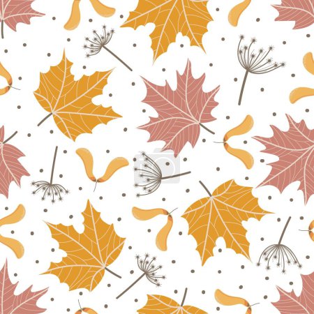 Ilustración de Patrón sin costura con hojas de arce. Diseño de otoño. - Imagen libre de derechos