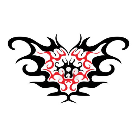 Neo tribal y2k tattoo, abstract shape. Celtic gothic cyber body ornament shape. Vector illustration.