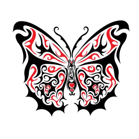 Téléchargez les illustrations : Tatouage tribal Neo y2k, forme papillon. Celtic gothique cyber corps ornement forme. Illustration vectorielle - en licence libre de droit