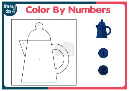 children's educational game. logic game. handwriting training. coloring by numbers. kettle