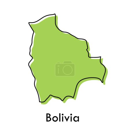 Téléchargez les illustrations : Bolivia map - concept stylisé simple dessiné à la main avec esquisse contour de la ligne noire. pays frontière silhouette dessin vectoriel illustration. - en licence libre de droit