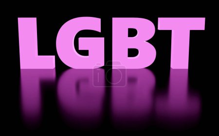 Luxury glowing sign lgbt on grey podium with empty note, soft light, front view smooth background, 3d rendering
