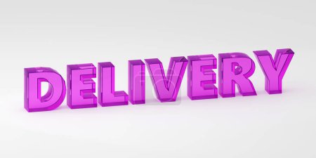 3d render sign delivery made by purple glass and light background. Simple minimalism concept. Simple minimalism concept, 3d illustration