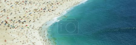 Photo for Nazare, Portugal - aerial view of the Praia de Nazare,Nazare Beach, and the city of Nazare, in the Leiria District of Portugal. - Royalty Free Image