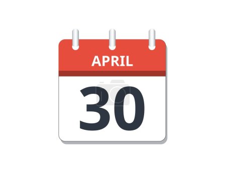 30. April Kalendersymbolvektor. Konzept von Zeitplan, Geschäft und Aufgaben. Vektorillustration