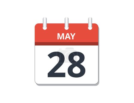Illustration for May 28th calendar icon vector. Concept of schedule, business and tasks. Vector illustration - Royalty Free Image
