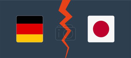 Ilustración de Alemania vs Japón fondo de la bandera. Concepto de oposición, competencia y división. Ilustración vectorial - Imagen libre de derechos