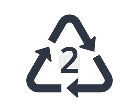 Téléchargez les illustrations : Recycler l'icône HDPE, numéro 2. Concept d'écologie et d'emballage. Illustration vectorielle - en licence libre de droit