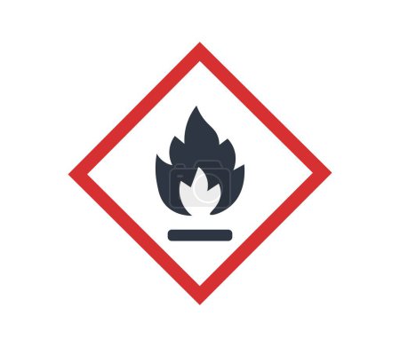 Ilustración de Pictograma de llama para riesgos de incendio. Concepto de embalaje y normativa. Ilustración vectorial - Imagen libre de derechos
