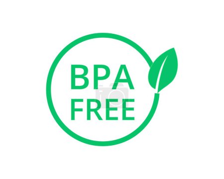 Téléchargez les illustrations : Logo vert sans BPA. Concept d'emballage et de réglementation. Illustration vectorielle - en licence libre de droit