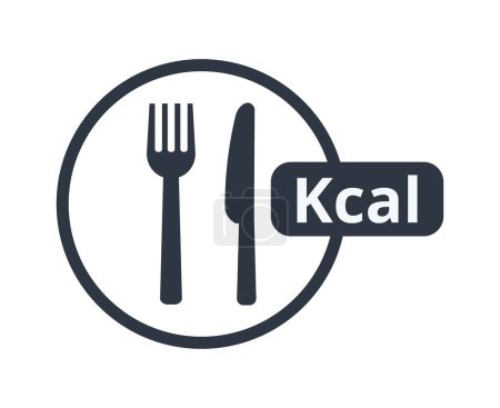 Illustration for Kcal Symbol with Fork and Knife Vector Illustration. Vector illustration - Royalty Free Image
