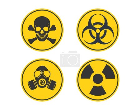 Conjunto de señales amarillas de advertencia de peligro. Ilustración vectorial. Ilustración vectorial