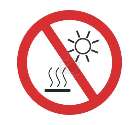 Ilustración de No exponerse a la luz solar directa o al símbolo de superficie caliente. Ilustración vectorial - Imagen libre de derechos