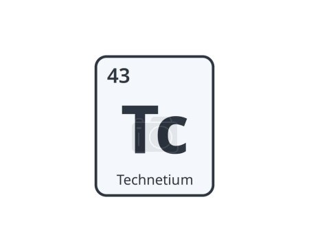 Technetium Chemical Symbol. Grafik für Science Designs. Vektorillustration