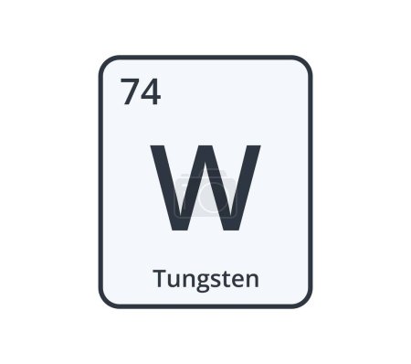 Tungsten Chemical Symbol. Graphic for Science Designs. Vector illustration