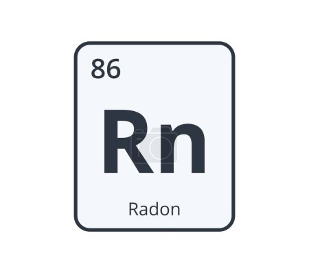 Símbolo químico de radón. Ilustración vectorial