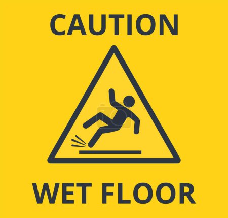 Precaución Símbolo de piso húmedo. Ilustración vectorial