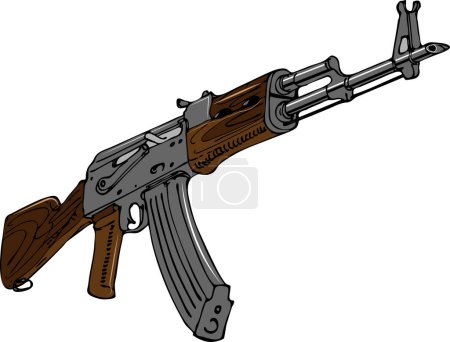 Illustration for Vector image of soviet assault rifle in art sketching style - Royalty Free Image