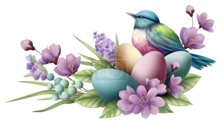 Photo for Easter Eggs Bird Wreath Spring Flower EPS10 - Royalty Free Image