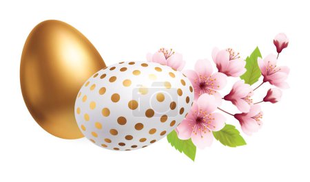 Ilustración de Huevo de Pascua Flor de Cerezo. Ilustración vectorial - Imagen libre de derechos