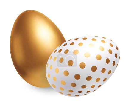 Photo for Gold White Easter Holiday Eggs. Vector illustration - Royalty Free Image