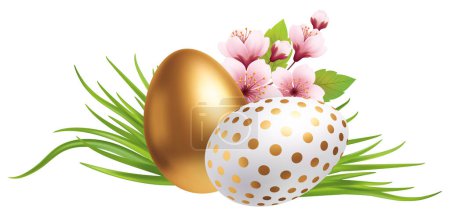 Photo for Easter Egg Cherry Blossom Flower. Vector illustration - Royalty Free Image