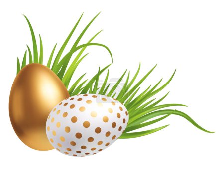 Photo for Gold White Easter Holiday Eggs. Vector illustration - Royalty Free Image