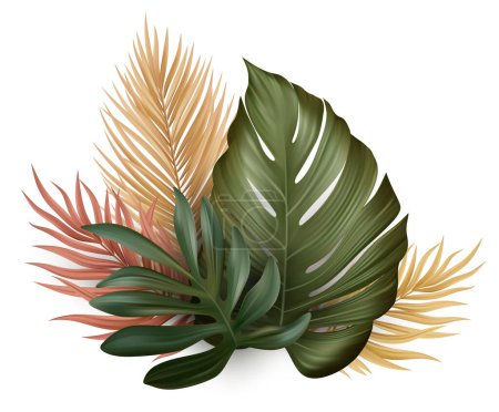 Illustration for Tropical Palm Leaves. Monstera Plant Leaf. Vector Illustration - Royalty Free Image