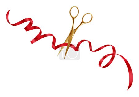 Photo for Golden Scissors Ceremony. Elegant Ribbon Cutting for Grand Opening Event. Vector illustration - Royalty Free Image