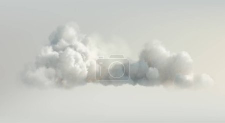 Ilustración de Nubes realistas sobre fondo claro. Naturaleza al aire libre Cielo Escena. Nubes esponjosas Conjunto aislado. Clima Cloudscape para diseños. Ilustración vectorial - Imagen libre de derechos