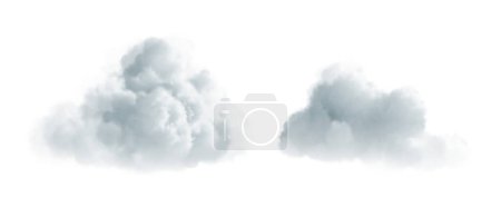 Photo for Realistic Clouds, Transparent Sky. Outdoor Nature Weather. Fluffy Clouds Set, Clear Background. Cloudscape Design. Vector Illustration - Royalty Free Image