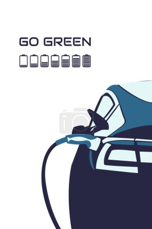 Téléchargez les illustrations : Electric car charging background. Electronic vehicle power dock. Green energy concept. Poster - en licence libre de droit