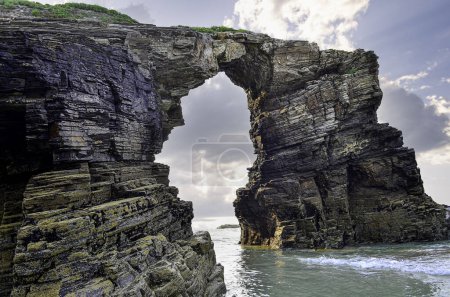 Photo for Las Catedrales beach is the tourist name for Aguas Santas beach, located in the Galician municipality of Ribadeo, on the coast of the province of Lugo, Spain, on the Cantabrian Sea. - Royalty Free Image