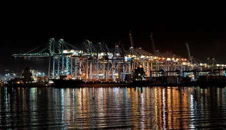 Night photography of the port of Algeciras in the Bay of Gibraltar, Spain