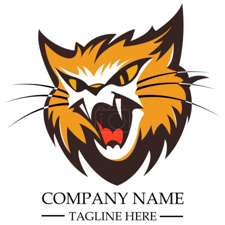 Illustration for Stylized angry cat. Vector illustration, logo template, modern design - Royalty Free Image