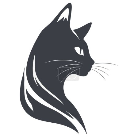 Téléchargez les illustrations : Embrassez le charme et la sophistication avec notre élégante conception de logo vectoriel chat noir et blanc - en licence libre de droit