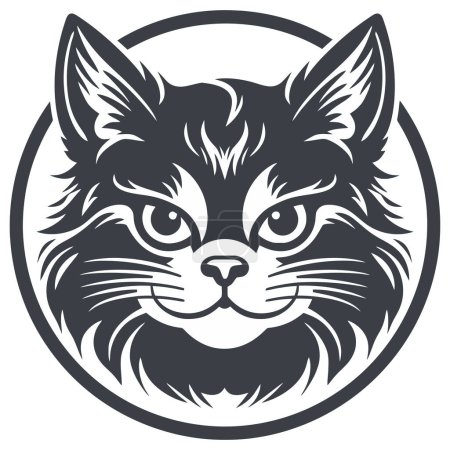 Téléchargez les illustrations : Embrassez le charme et la sophistication avec notre élégante conception de logo vectoriel chat noir et blanc - en licence libre de droit