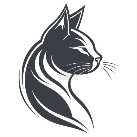 Ilustración de Abrace el encanto y la sofisticación con nuestro elegante diseño de logotipo Vector Cat en blanco y negro - Imagen libre de derechos