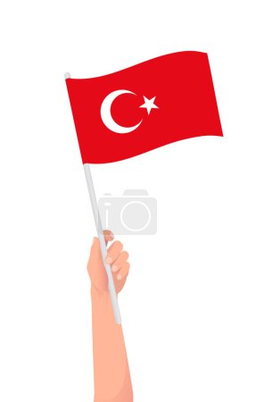 Téléchargez les photos : Drapeau vectoriel de Turquie Main tenant un drapeau de Turquie - en image libre de droit