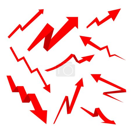 Téléchargez les photos : Flèches vectorielles ensemble flèches rouges flèche statistique - en image libre de droit
