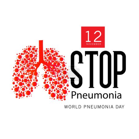 Téléchargez les illustrations : Illustration vectorielle, affiche ou bannière de la Journée mondiale de la pneumonie. - en licence libre de droit